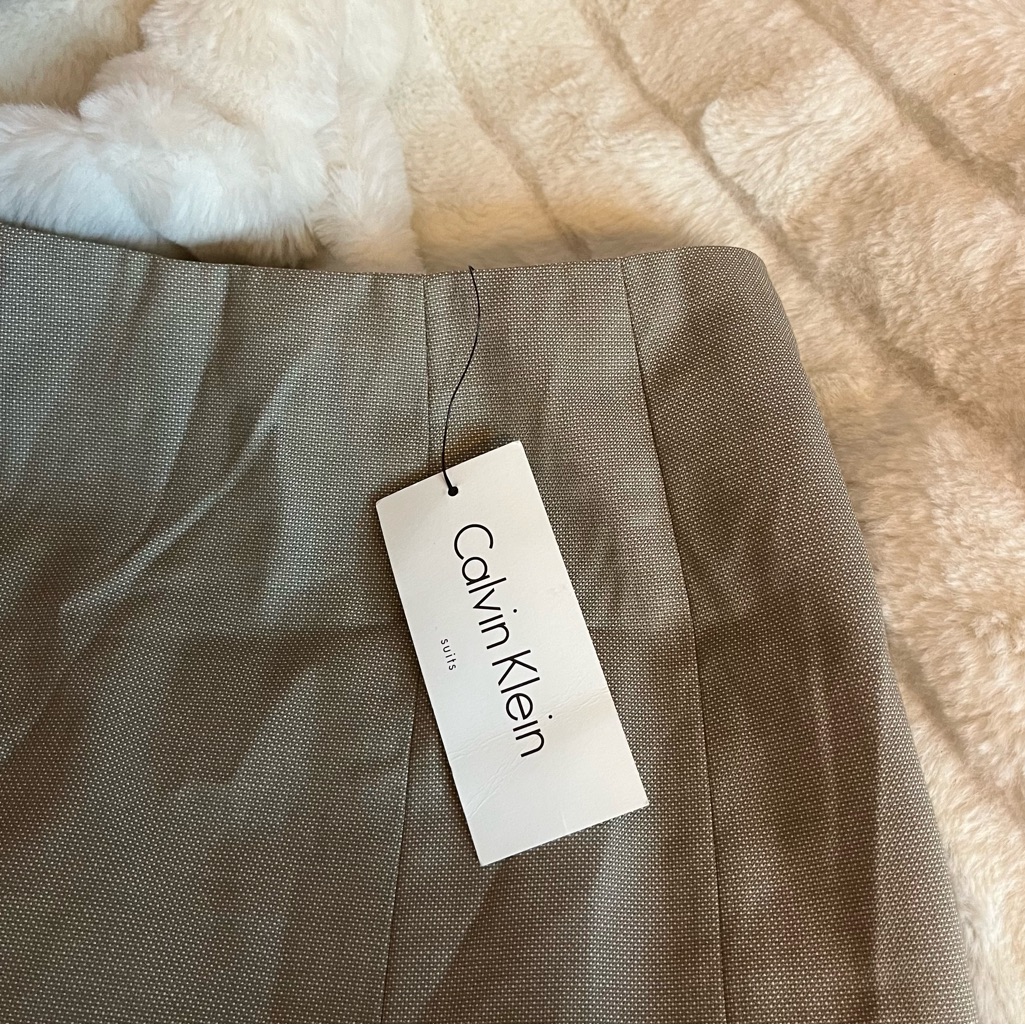 Nwt Calvin Klein 4 Taupe Grey A Line Skirt Suit Workwear Neutral Office Minimal